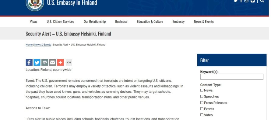 Soomes ja Rootsis valitseb terrorioht – USA saatkond andis välja hoiatuse