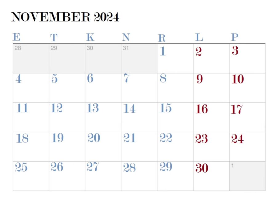 November 2024 aasta kalender